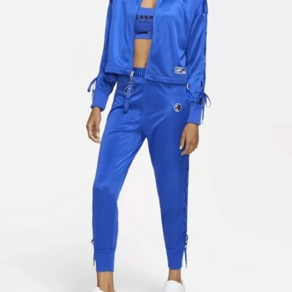 2pc NIKE Equality Sisterhood SET Blue Jogger Track Pants And Sports Bra Small